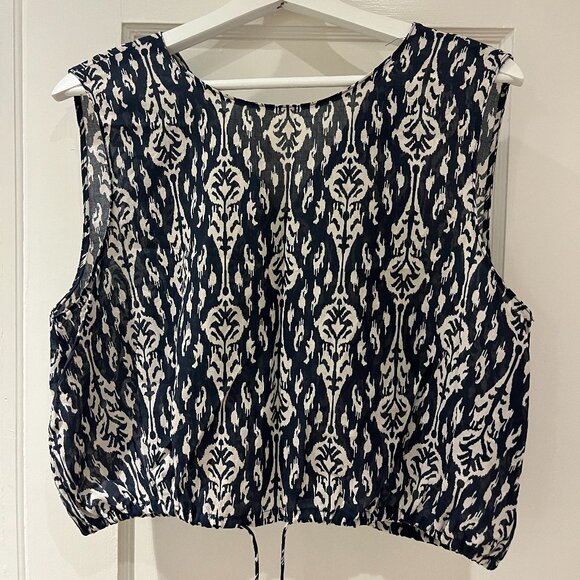 NWT Zara Ava navy batik crop top - Picture 1 of 3